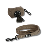 Brown Dog Leash & Poop Bag Holder Set - perro collective