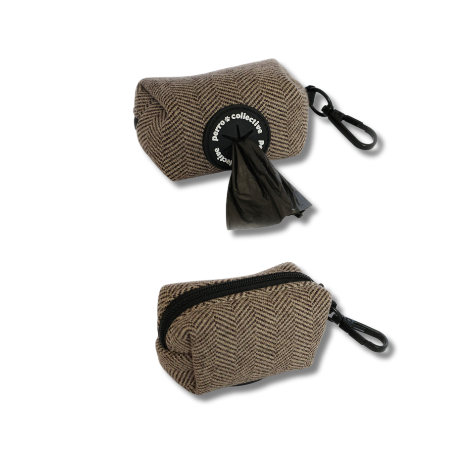 Brown Dog Leash & Poop Bag Holder Set - perro collective