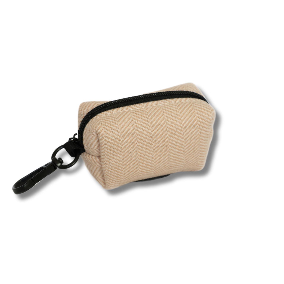 Beige Dog Leash & Poop Bag Holder Set - perro collective