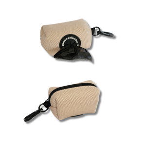 Beige Dog Leash & Poop Bag Holder Set - perro collective